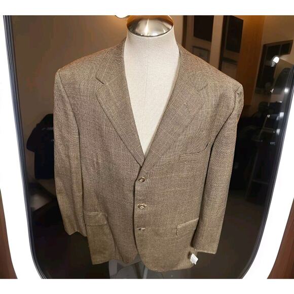 Oxxford Brown Blazer Mens Size 46R 100% New Zealand Merino Wool